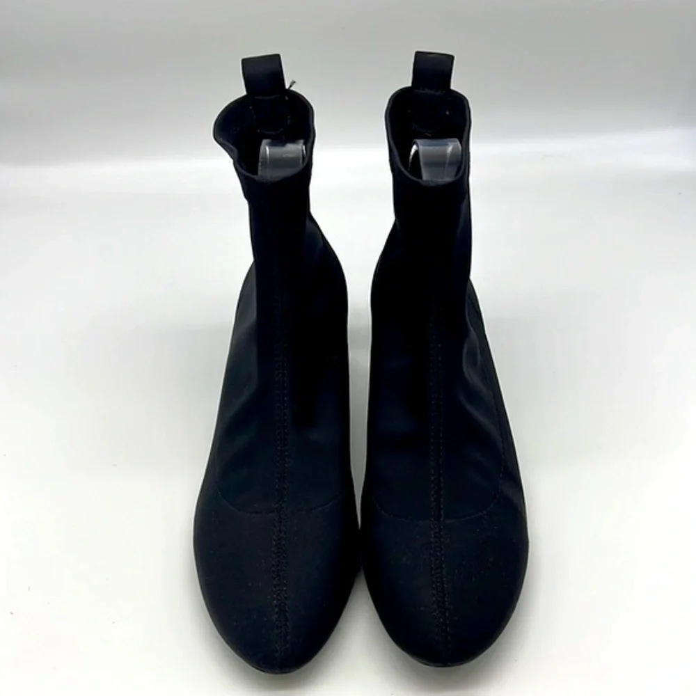 Zara - Black Polyester Sock Ankle Boots With Clear Laminated Heels Size 36